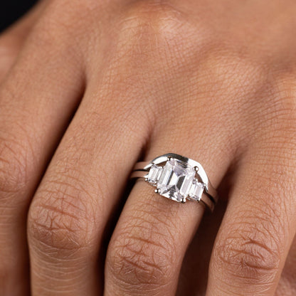 Marquise Shaped Three Stone Lab Grown Diamond Engagement Ring