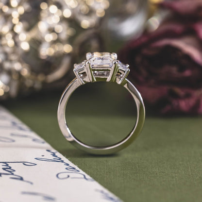 Marquise Shaped Three Stone Lab Grown Diamond Engagement Ring