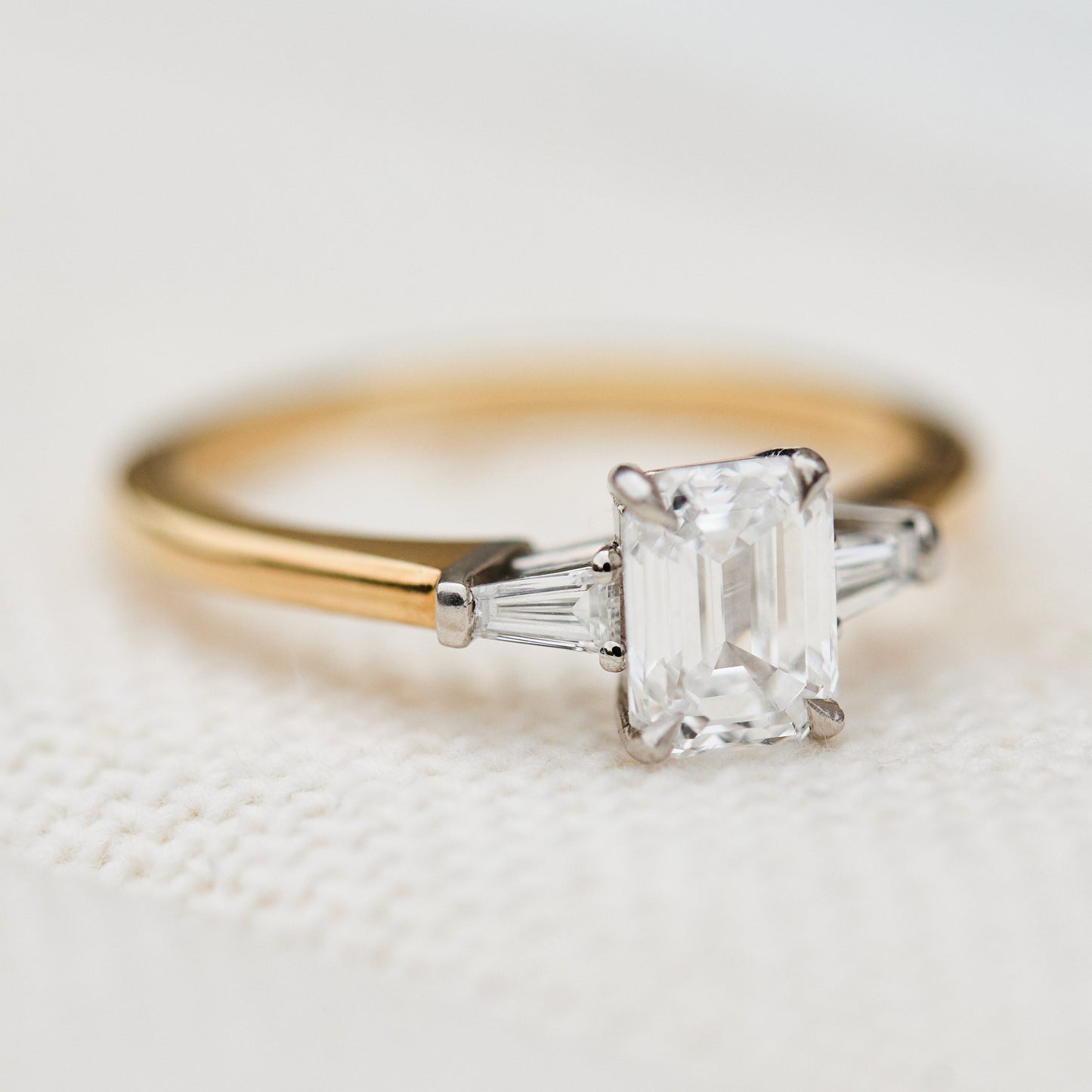 Marquise Shaped Three Stone Lab Grown Diamond Engagement Ring