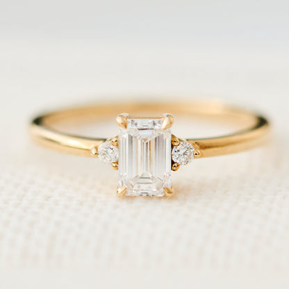 Marquise Shaped Three Stone Lab Grown Diamond Engagement Ring
