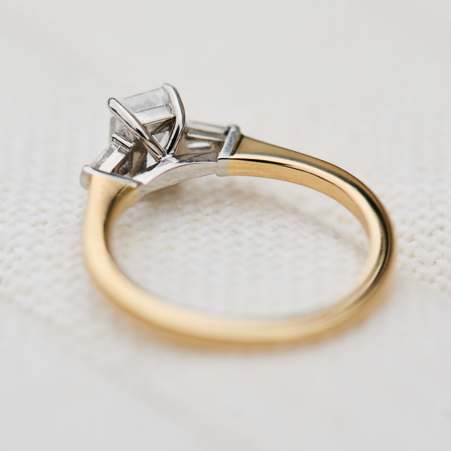 Marquise Shaped Three Stone Lab Grown Diamond Engagement Ring