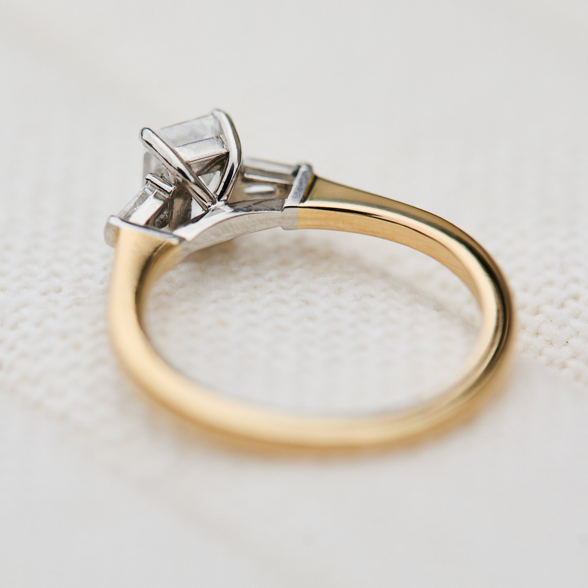 Marquise Shaped Three Stone Lab Grown Diamond Engagement Ring