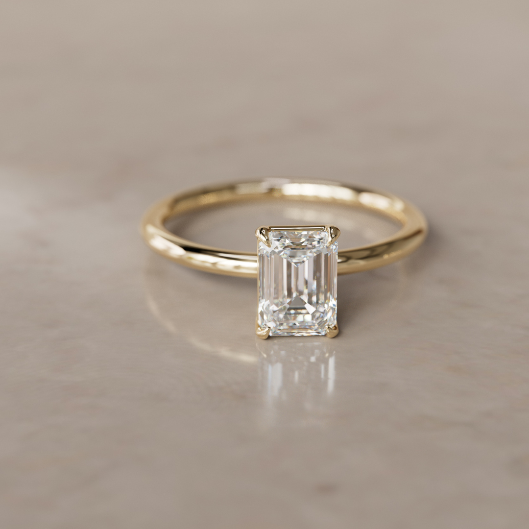 Marquise Shaped Three Stone Lab Grown Diamond Engagement Ring