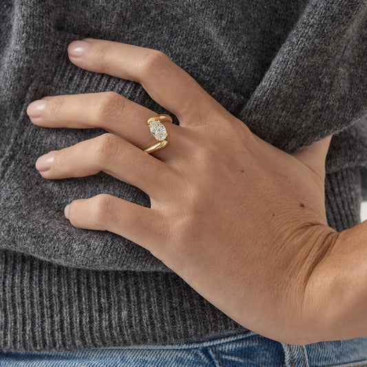 Timeless 1.5 CT Oval Cut By Pass Solitaire Moissanite Diamond Engagement Ring