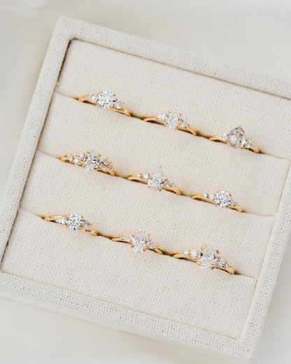 Marquise Shaped Three Stone Lab Grown Diamond Engagement Ring