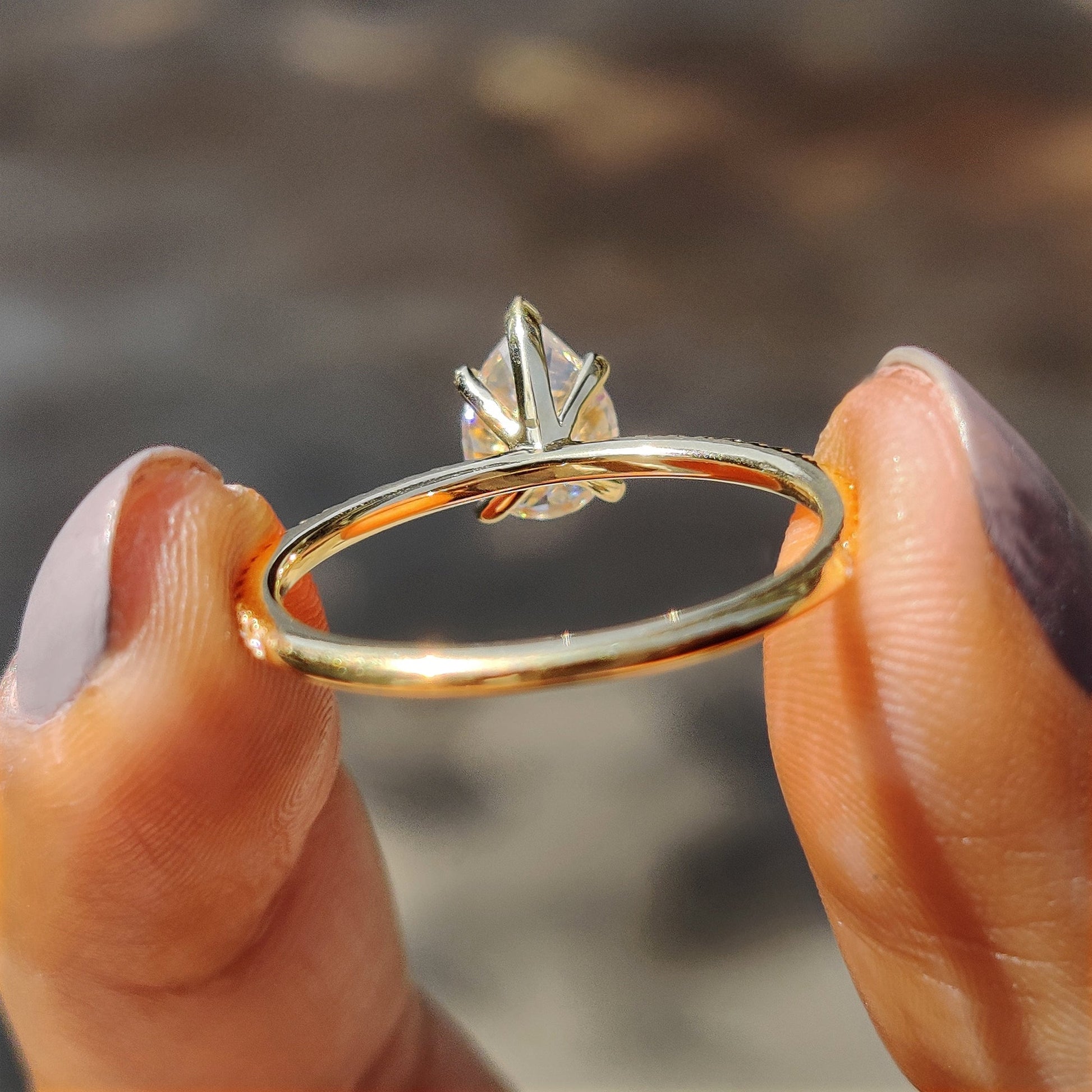 Pear Shaped Engagement Ring In Yellow Gold