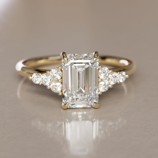 Marquise Shaped Three Stone Lab Grown Diamond Engagement Ring