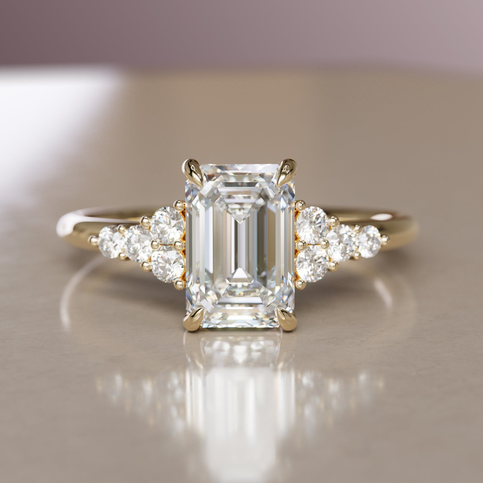Marquise Shaped Three Stone Lab Grown Diamond Engagement Ring