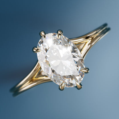 Marquise Shaped Three Stone Lab Grown Diamond Engagement Ring