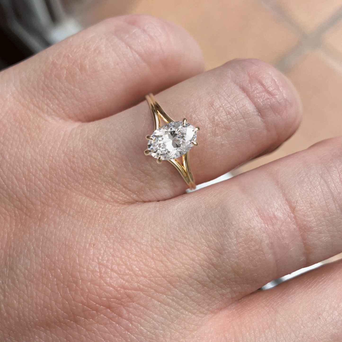 Marquise Shaped Three Stone Lab Grown Diamond Engagement Ring