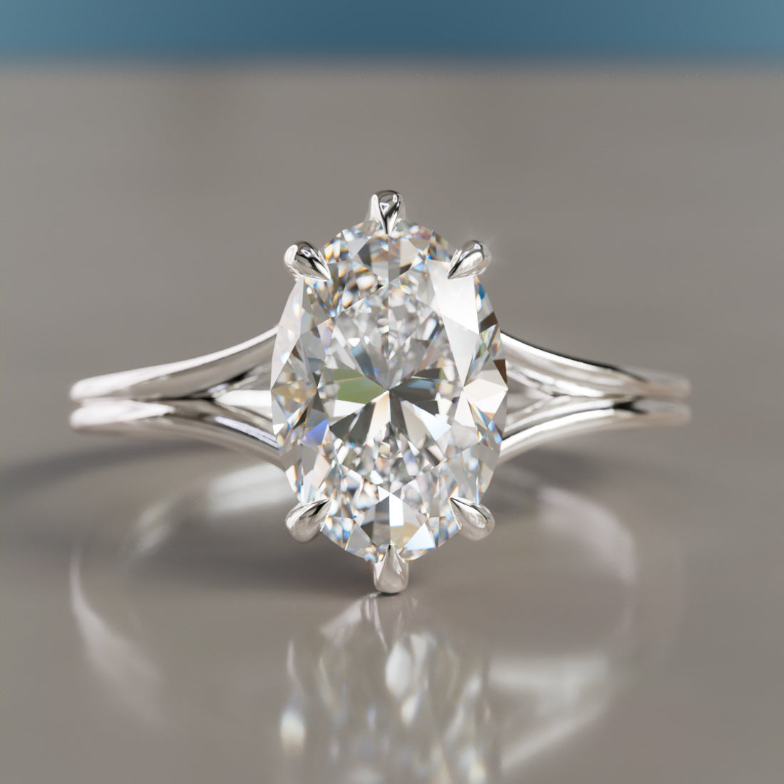 Marquise Shaped Three Stone Lab Grown Diamond Engagement Ring