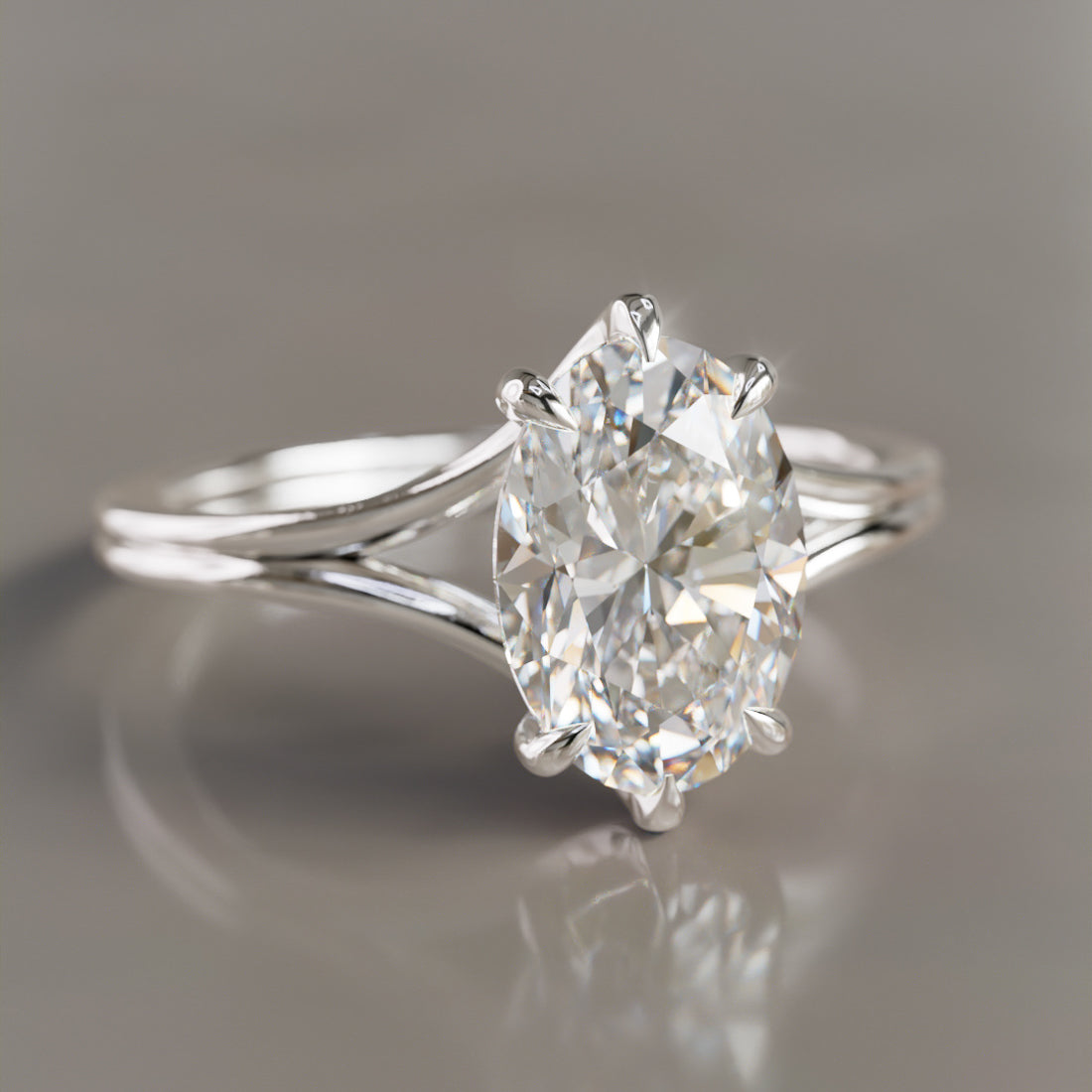 Marquise Shaped Three Stone Lab Grown Diamond Engagement Ring