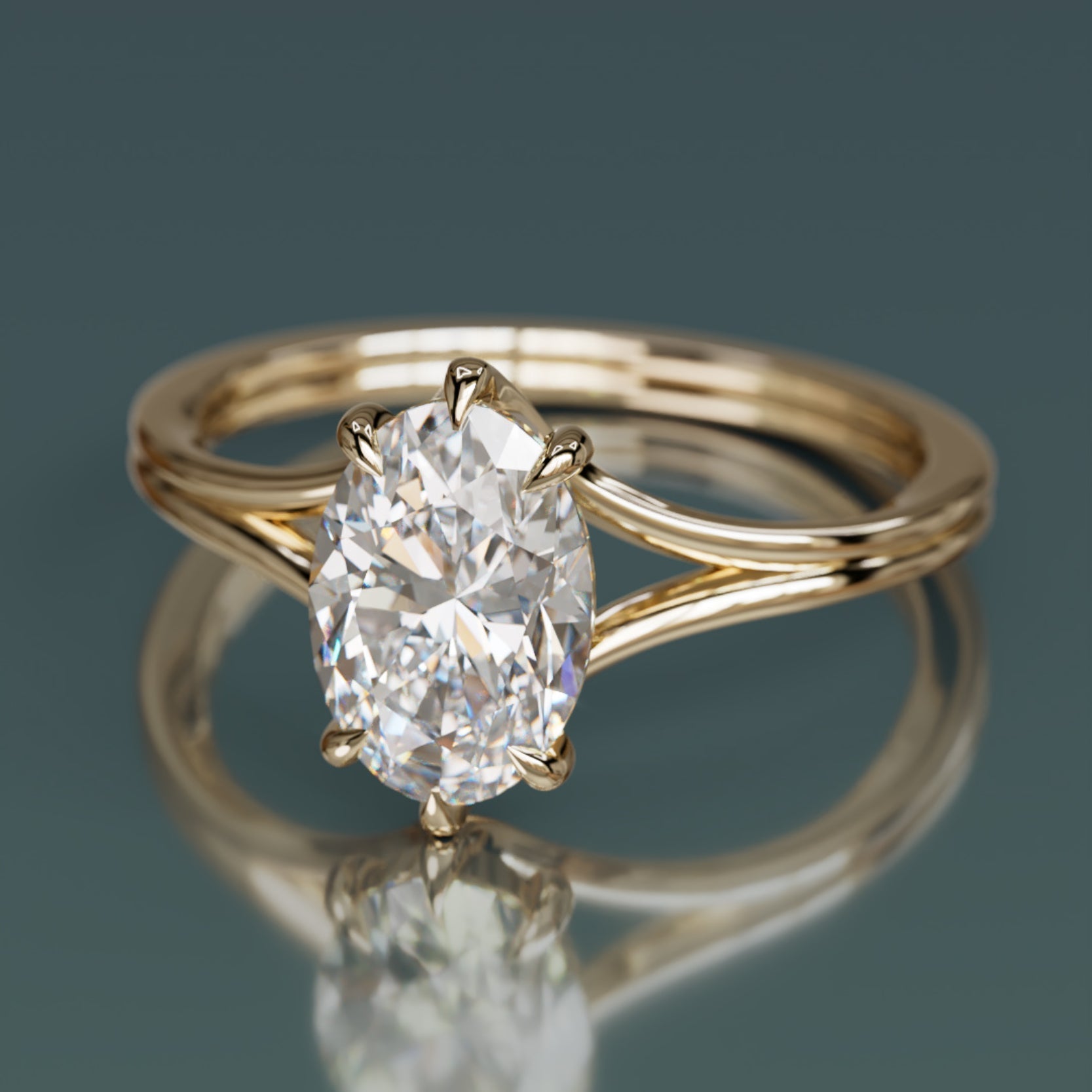 Marquise Shaped Three Stone Lab Grown Diamond Engagement Ring