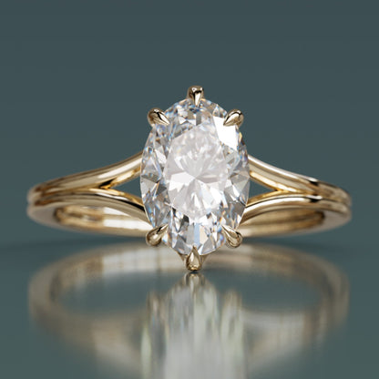 Marquise Shaped Three Stone Lab Grown Diamond Engagement Ring