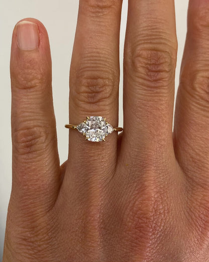 2.5 CT Cushion Shaped Three Stone Moissanite Engagement Ring