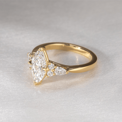 Marquise Shaped Three Stone Lab Grown Diamond Engagement Ring