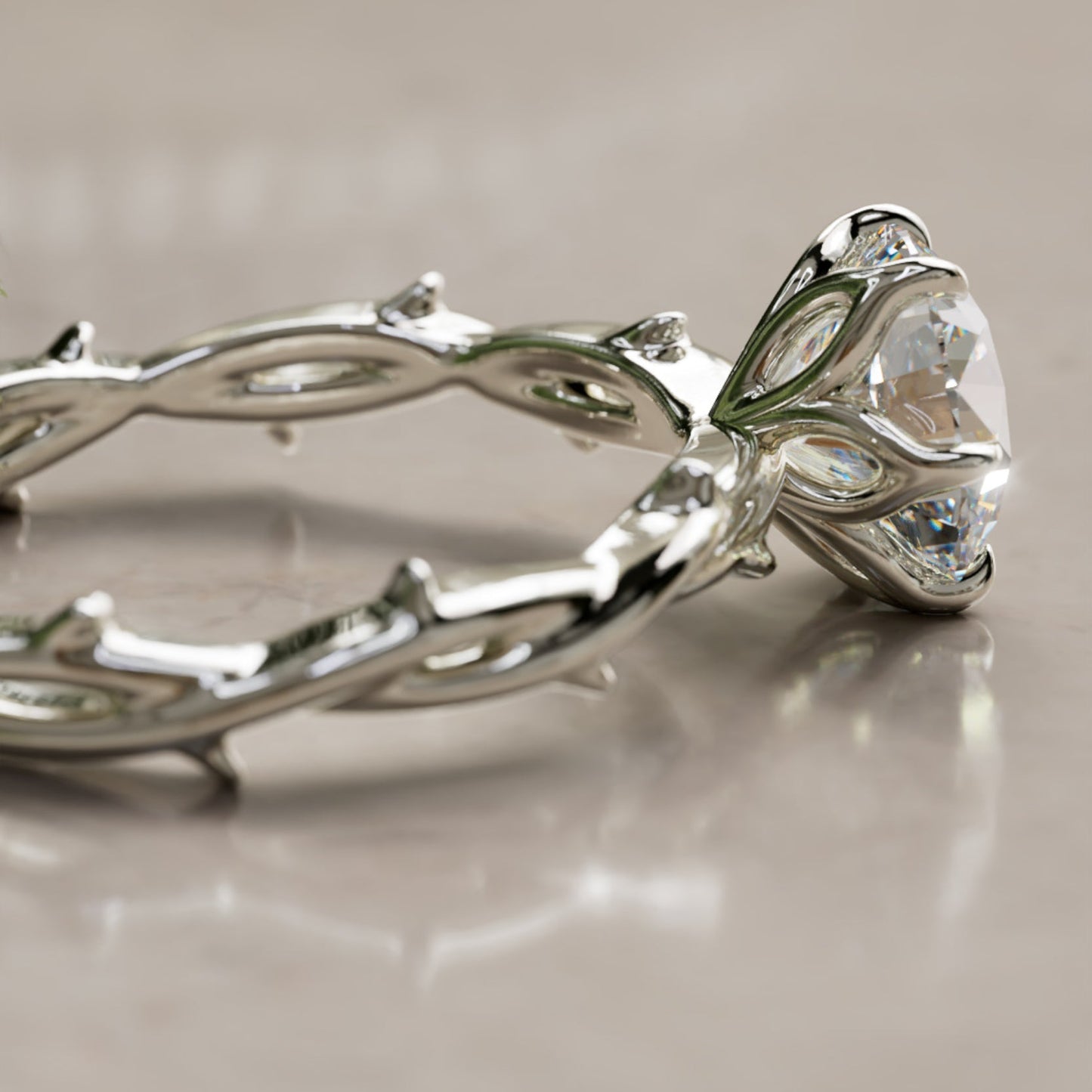 Marquise Shaped Three Stone Lab Grown Diamond Engagement Ring