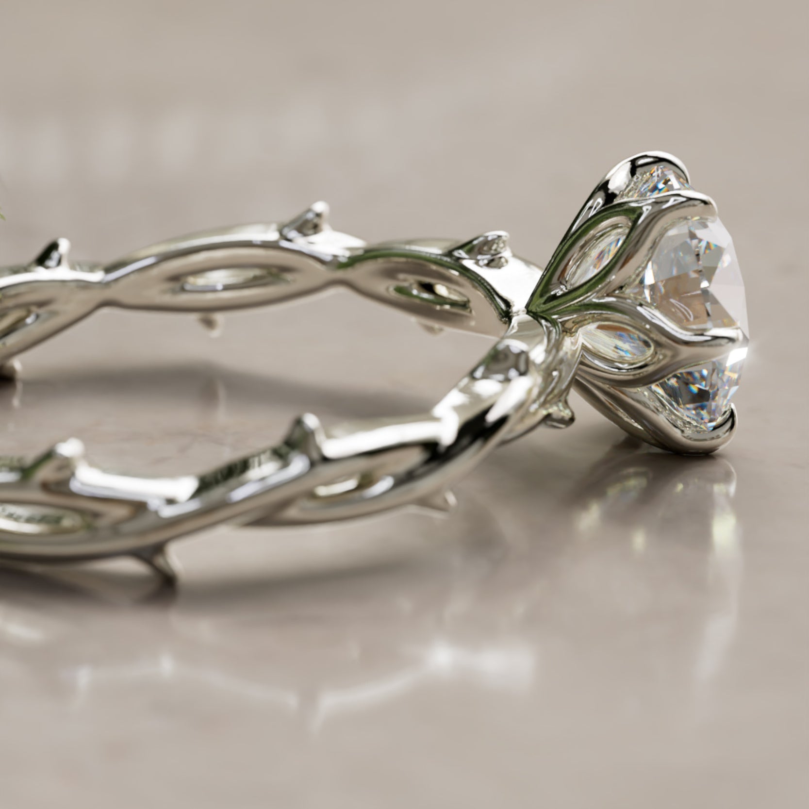 Marquise Shaped Three Stone Lab Grown Diamond Engagement Ring