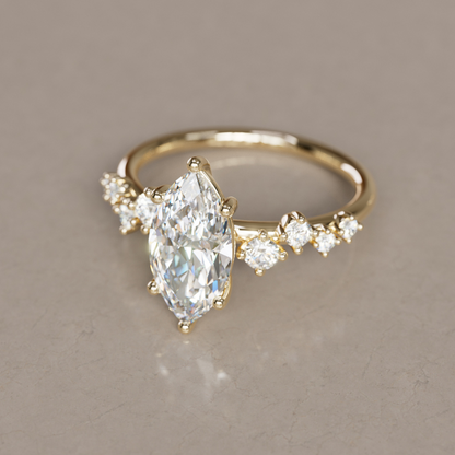 Marquise Shaped Three Stone Lab Grown Diamond Engagement Ring
