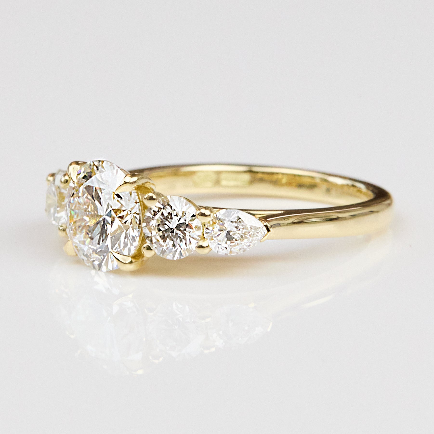 Marquise Shaped Three Stone Lab Grown Diamond Engagement Ring