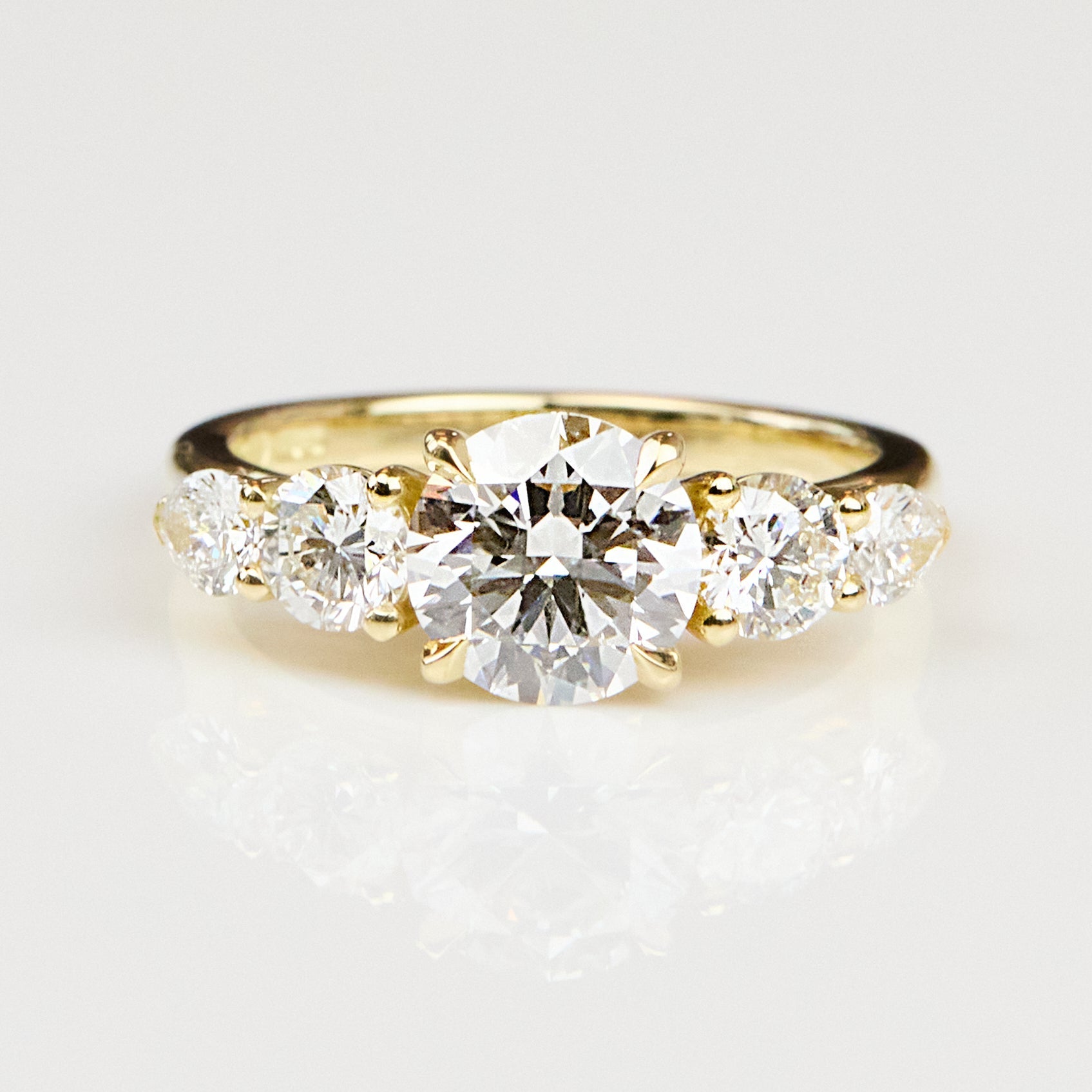 Marquise Shaped Three Stone Lab Grown Diamond Engagement Ring