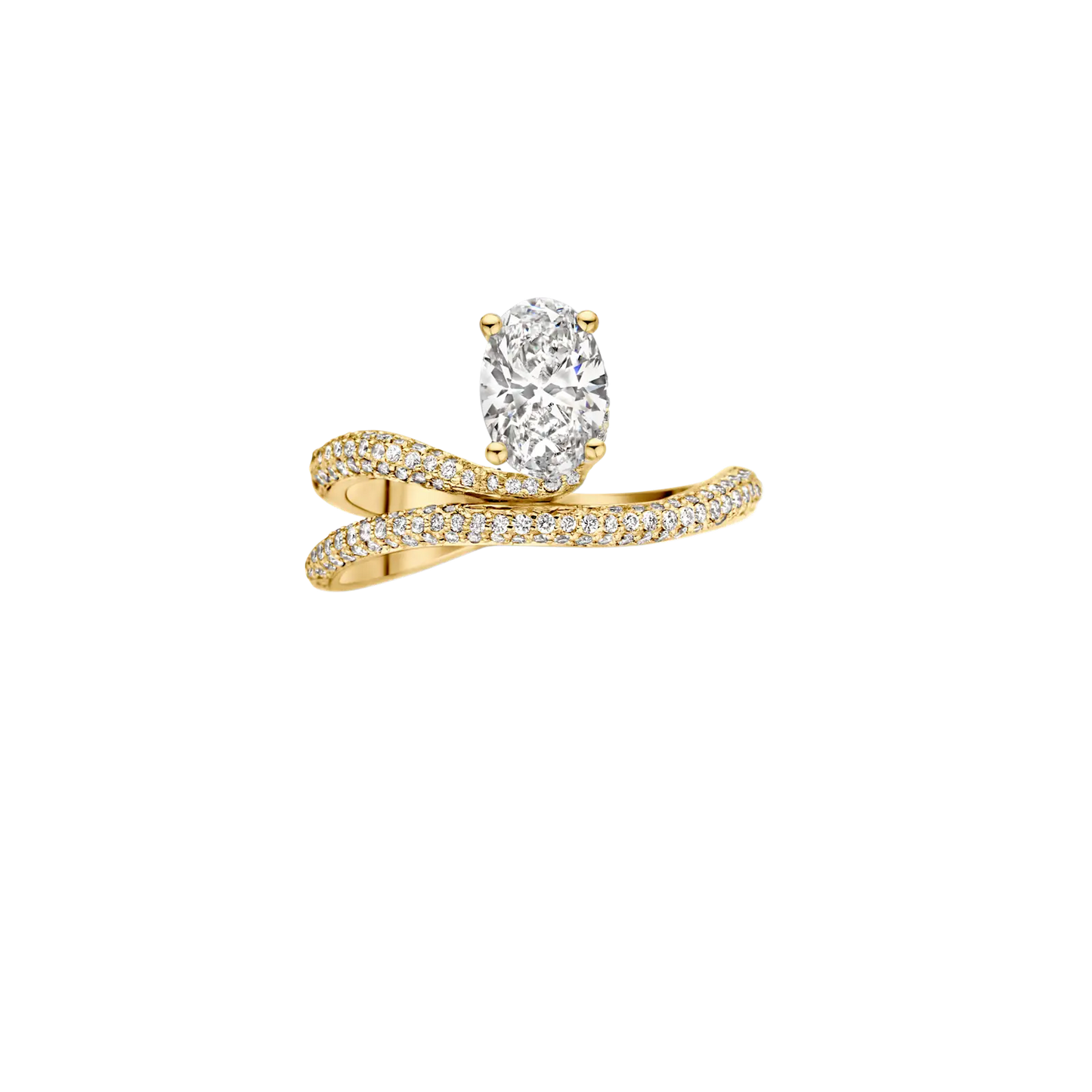 Timeless 0.9 CT Oval Cut Swirl Double Pave Unique Styled Moissanite Diamond Engagement Ring