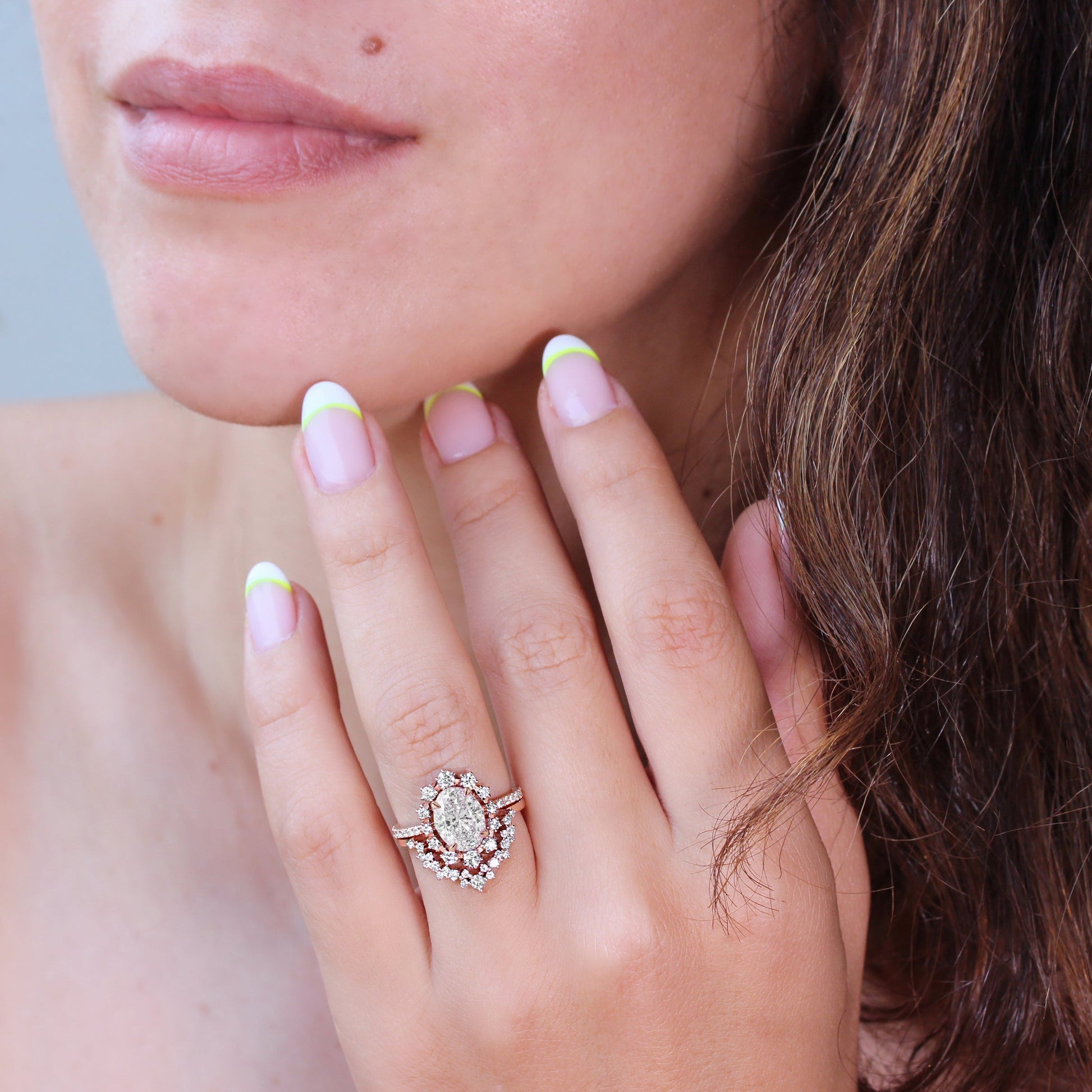 2.9 Carats Emerald Pave Styled Moissanite Engagement Ring