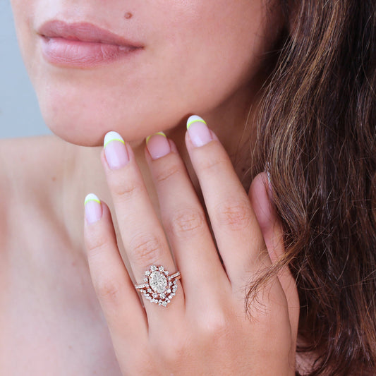 2.9 Carats Emerald Pave Styled Moissanite Engagement Ring