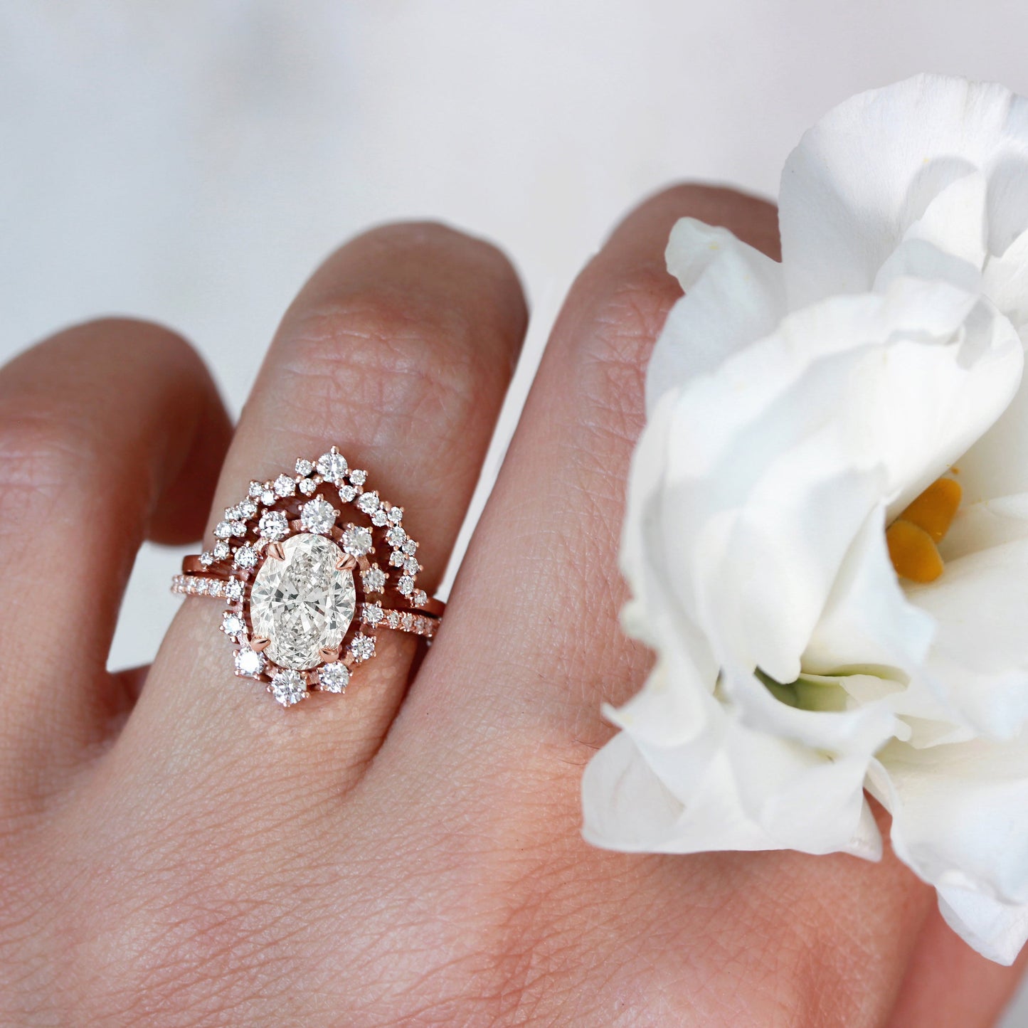 2.9 Carats Emerald Pave Styled Moissanite Engagement Ring