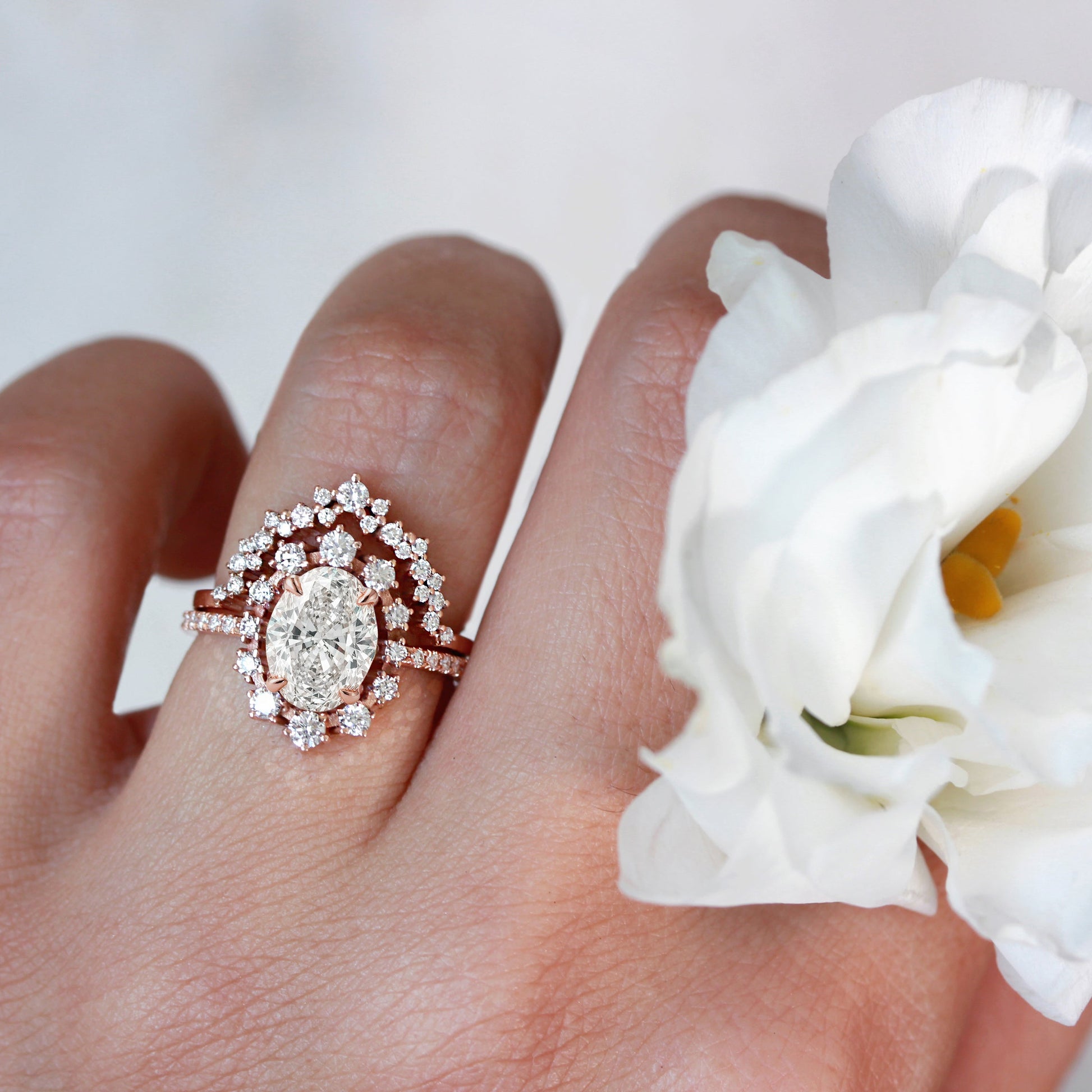 2.9 Carats Emerald Pave Styled Moissanite Engagement Ring