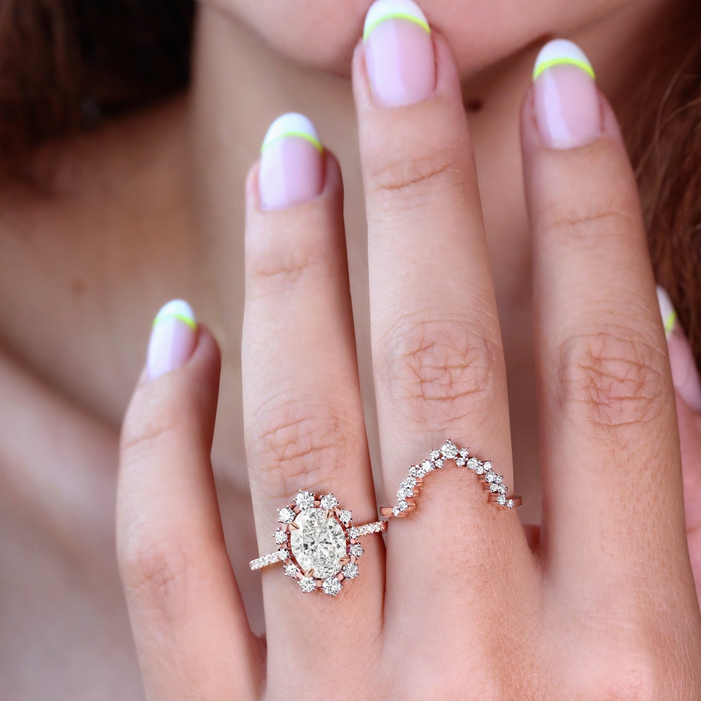 2.9 Carats Emerald Pave Styled Moissanite Engagement Ring