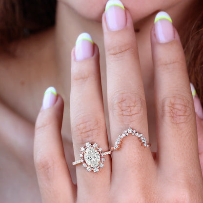 2.9 Carats Emerald Pave Styled Moissanite Engagement Ring