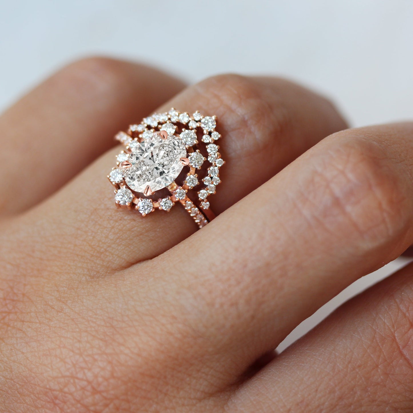 2.9 Carats Emerald Pave Styled Moissanite Engagement Ring