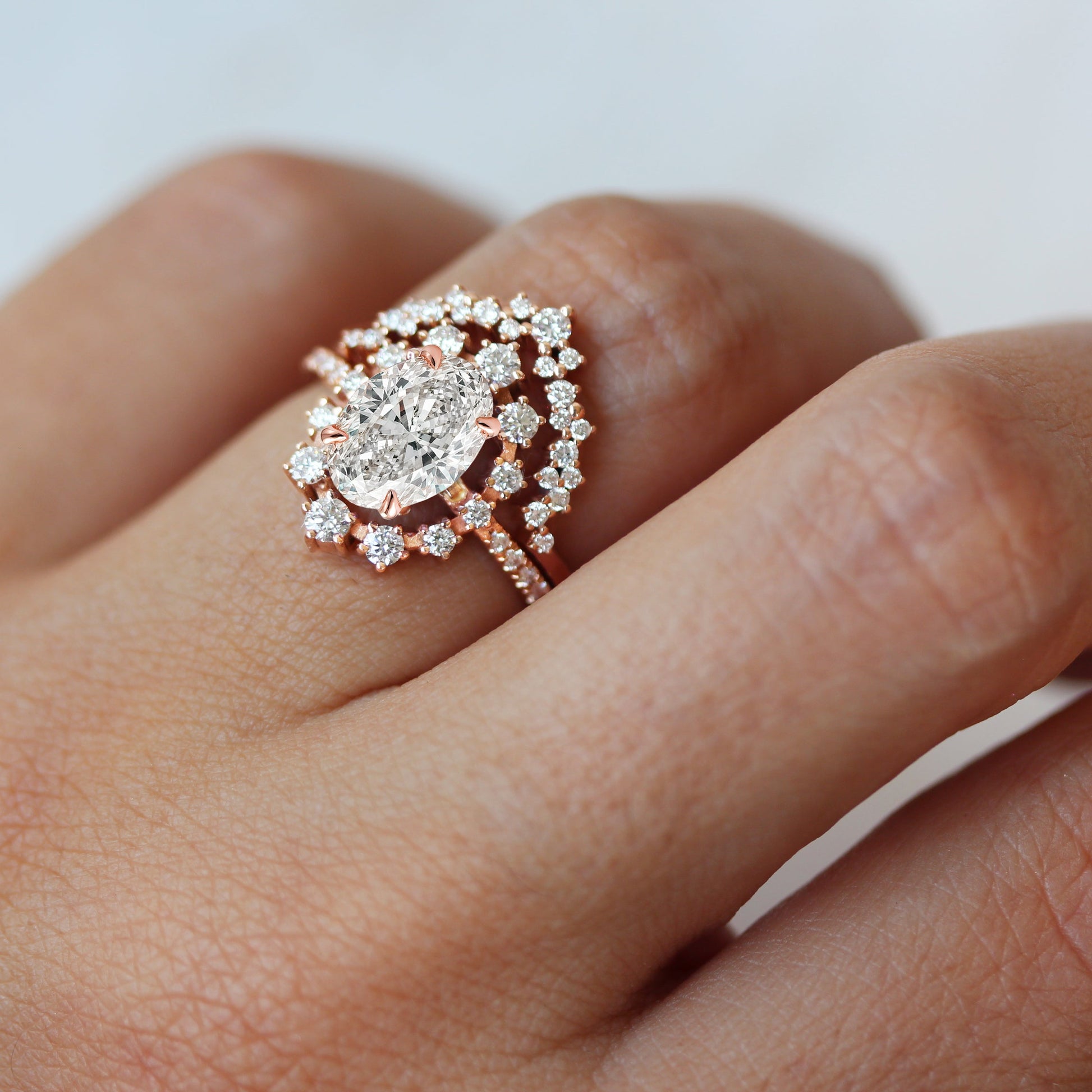 2.9 Carats Emerald Pave Styled Moissanite Engagement Ring