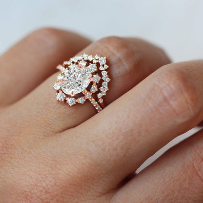 2.9 Carats Emerald Pave Styled Moissanite Engagement Ring