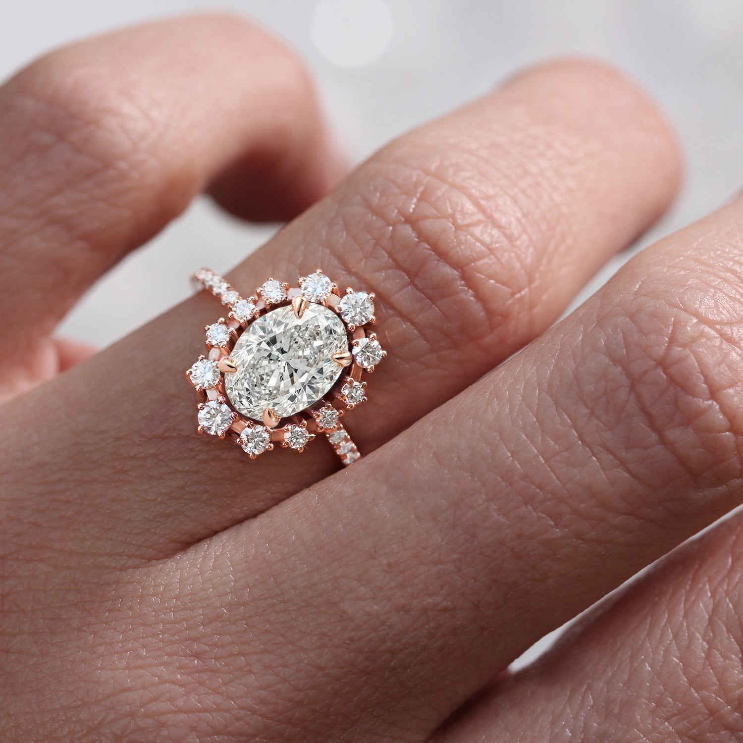 2.9 Carats Emerald Pave Styled Moissanite Engagement Ring