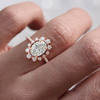 2.9 Carats Emerald Pave Styled Moissanite Engagement Ring