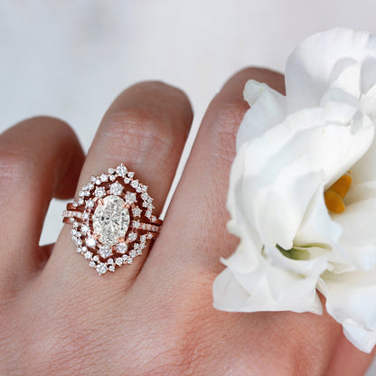2.9 Carats Emerald Pave Styled Moissanite Engagement Ring