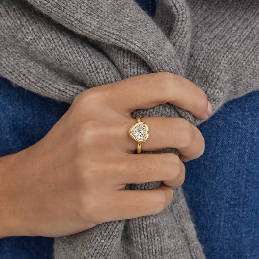 Timeless 2 CT Heart Cut Bezel Solitaire Moissanite Diamond Engagement Ring