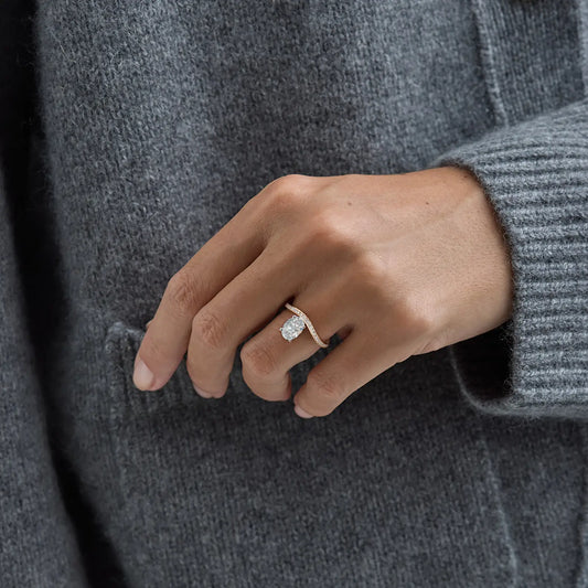 Timeless 0.71 CT Oval Cut Swirl Unique Pave Moissanite Diamond Engagement Ring