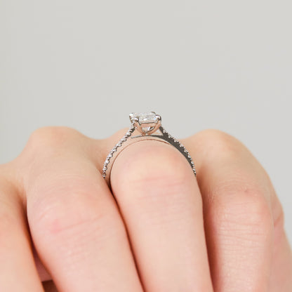 Marquise Shaped Three Stone Lab Grown Diamond Engagement Ring