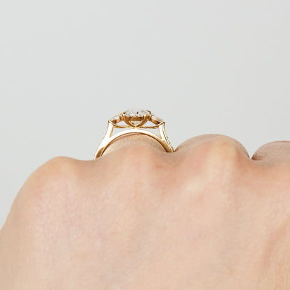 Marquise Shaped Three Stone Lab Grown Diamond Engagement Ring