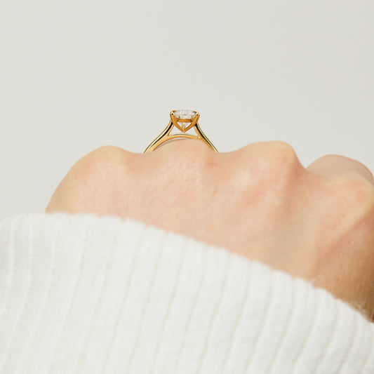 Marquise Shaped Three Stone Lab Grown Diamond Engagement Ring