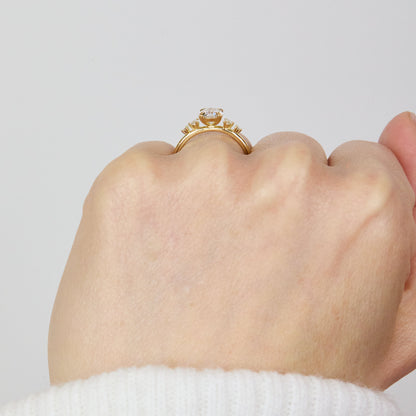 Marquise Shaped Three Stone Lab Grown Diamond Engagement Ring