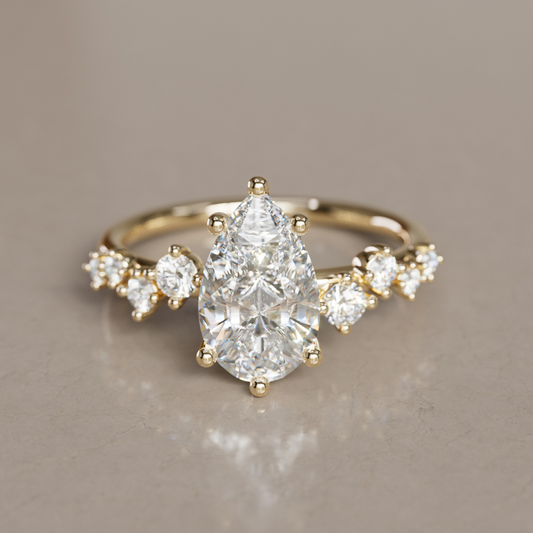 Marquise Shaped Three Stone Lab Grown Diamond Engagement Ring