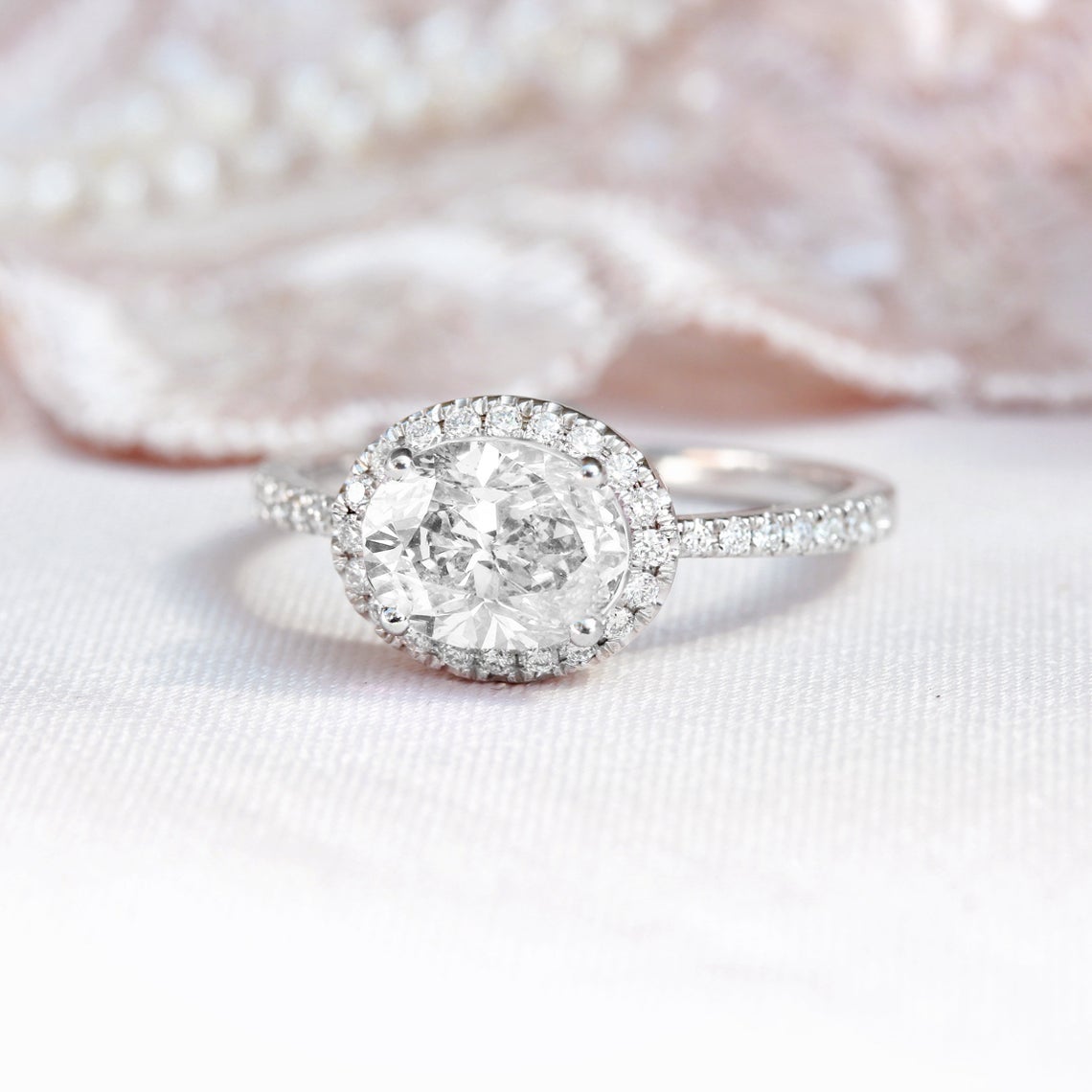 2.9 Carats Emerald Pave Styled Moissanite Engagement Ring