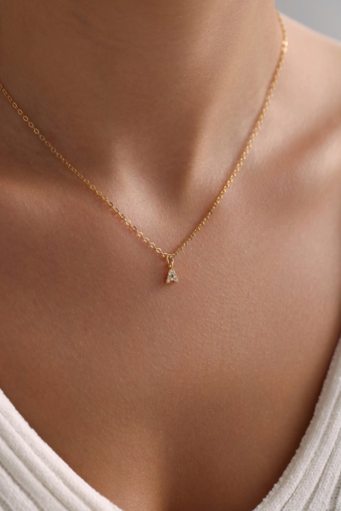 Personalized Mini Initial Pave Necklace