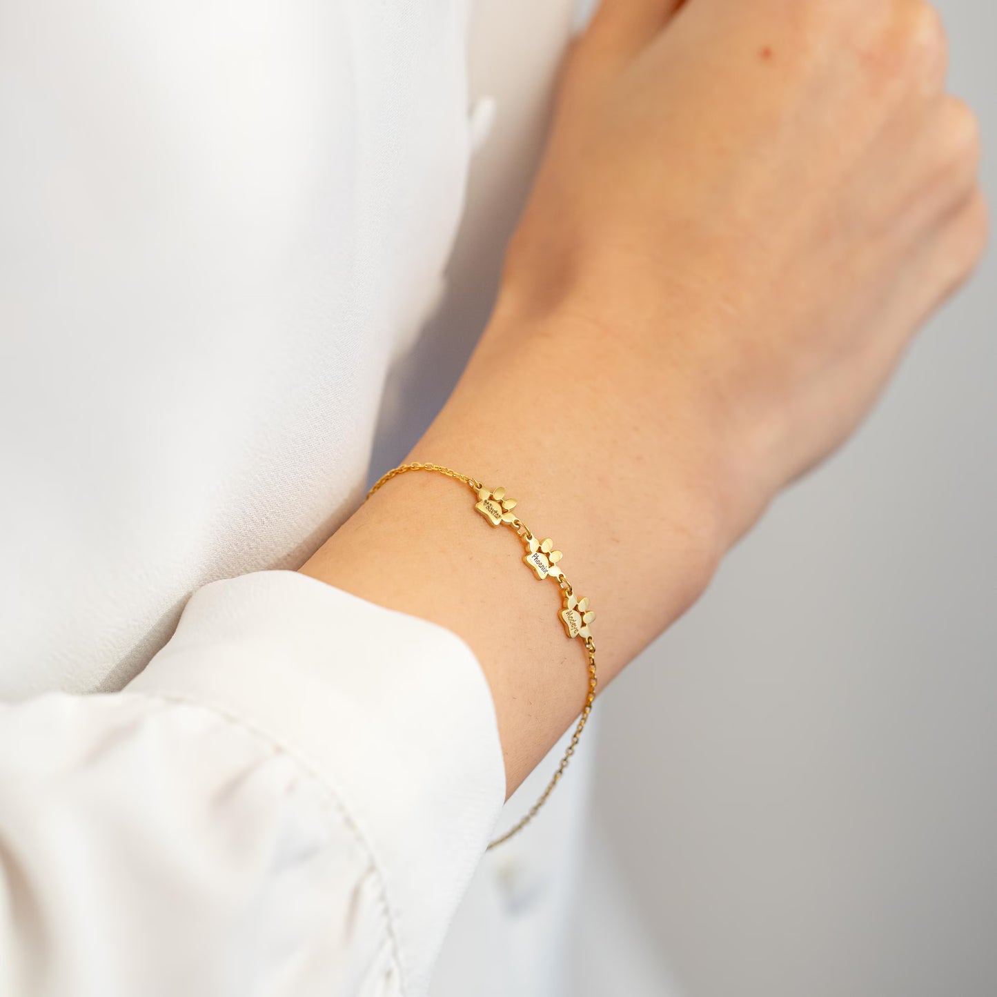 Engraved Triple Paw Print Bracelet