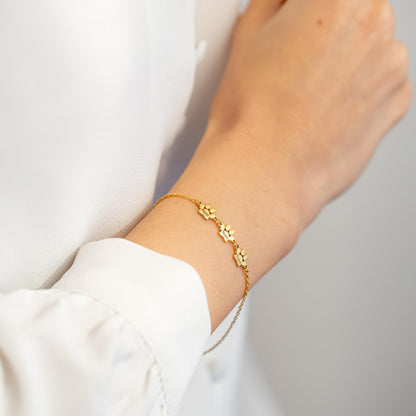 Engraved Triple Paw Print Bracelet