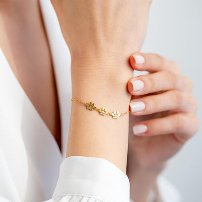 Engraved Triple Paw Print Bracelet